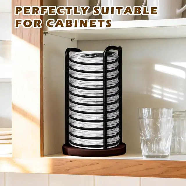 Alt view image 7 of 7 - 2PC Tumbler Lid Organizer, Detachable Yeti Lid Organizer Hold Up To 22 Lids | Suitable for Simple Modern Tumbler/Yeti Tumbler/Mason Jar LidsFit Perfectly, Stackable SteadyWalnut-Colored Base