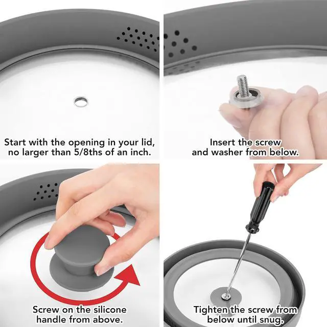 Alt view image 5 of 6 - Universal Pot Pan Lid Handle Replacement, Pack of two- Silicone Heat Resistant and Non-Slip Lid Handles for Pots Pans (Pack of Two-Grey)