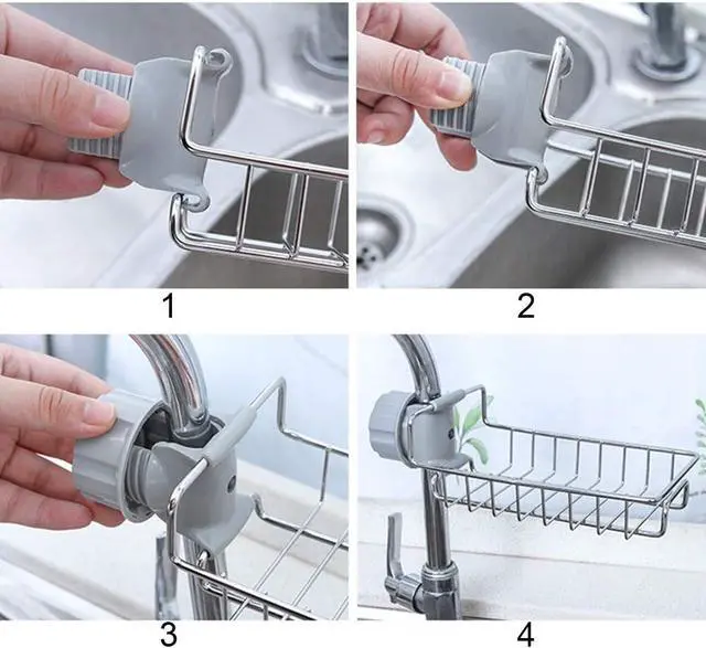 Alt view image 4 of 7 - Sink Caddy Organizer, Stainless Steel Faucet Storage Rack Sponge Holder for Kitchen Accessories(Silver)