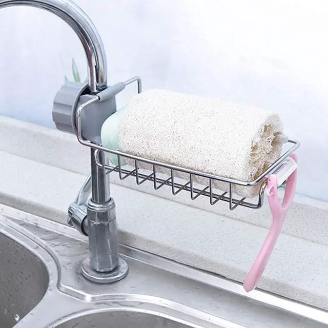 Alt view image 6 of 7 - Sink Caddy Organizer, Stainless Steel Faucet Storage Rack Sponge Holder for Kitchen Accessories(Silver)