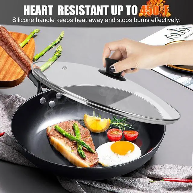 Alt view image 5 of 7 - Pan Lid 8 Inch - Tempered Glass Pot Lid - Replacement Pan Cover for Cast Iron Skillets, Frying Pans, Pots and Wok, Heat Resistant Handle