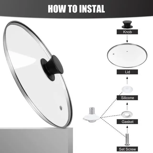 Alt view image 7 of 7 - Pan Lid 8 Inch - Tempered Glass Pot Lid - Replacement Pan Cover for Cast Iron Skillets, Frying Pans, Pots and Wok, Heat Resistant Handle