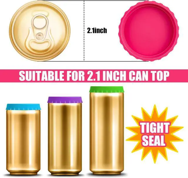 Alt view image 2 of 7 - YGAOHF Soda Can Lids, 8 Pack Silicone Soda Can Covers Lids to Keep Carbonation, Reusable Pop Soda Can Lid, Can Caps to Keep Drinks Fresh, Fits Standard Beverage Cans (Bright Color)