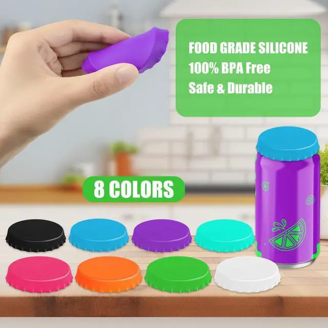 Alt view image 6 of 7 - YGAOHF Soda Can Lids, 8 Pack Silicone Soda Can Covers Lids to Keep Carbonation, Reusable Pop Soda Can Lid, Can Caps to Keep Drinks Fresh, Fits Standard Beverage Cans (Bright Color)