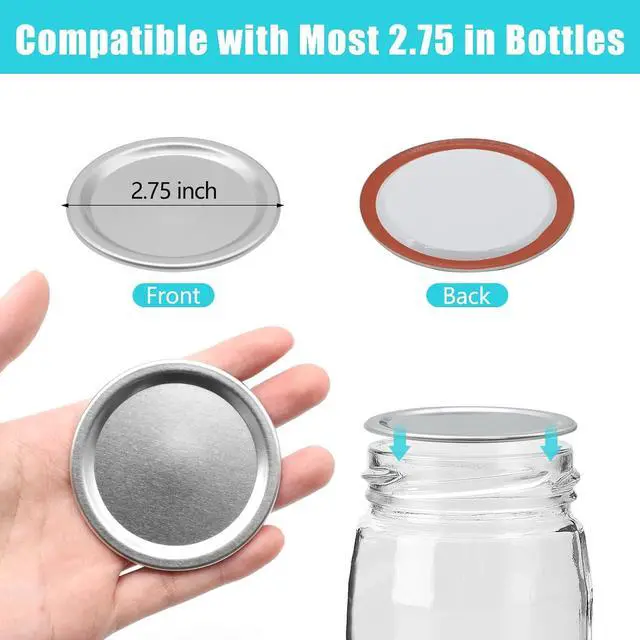 Alt view image 2 of 7 - VIBRATITE 30 Count 70MM Regular Mouth Mason Jar Canning Lids | Split-Type Metal Lids, Silicone Sealing Rings, Leak-Proof, Food Preservation, Pressure Canning, Water Bath, Fits Ball & Kerr