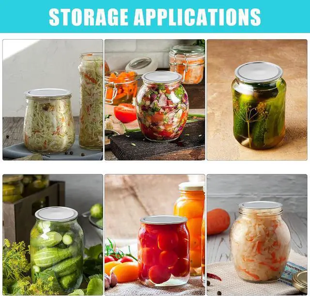 Alt view image 6 of 7 - VIBRATITE 30 Count 70MM Regular Mouth Mason Jar Canning Lids | Split-Type Metal Lids, Silicone Sealing Rings, Leak-Proof, Food Preservation, Pressure Canning, Water Bath, Fits Ball & Kerr