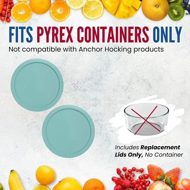 Alt view image 5 of 6 - Replacement Lids fits Pyrex 2-Cup Glass Food Storage Container Bowls, 5-Inch Plastic Round Lids Covers for Pyrex 7200-PC, Airtight & Leakproof (2-Pack, Turquoise)