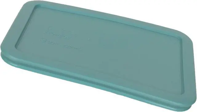 Alt view image 2 of 2 - Pyrex 7210-PC 3-Cup Turquoise Food Storage Lid (2-Pack) - Made in USA | BPA-Free Plastic | Rectangle Shape | Replacement Covers | Fits 7210 3-Cup Glass Bowl | Top Rack Safe