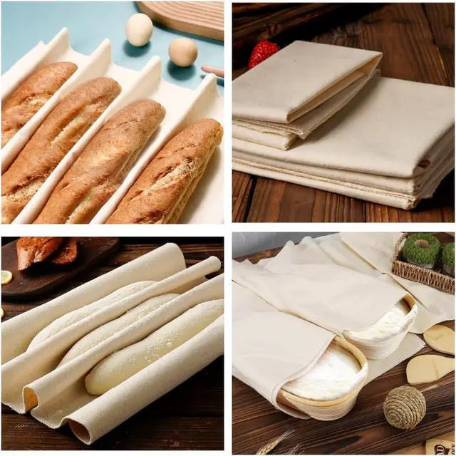 Alt view image 3 of 6 - Cotton Bread Towels for Baking Sourdough - 17.7 x 29.5 inch Unbleached Bread Basket Flour Sack Towels for Proofing Cover Pastry Proofing Cloth for Baguettes, Loaves, Ciabatta