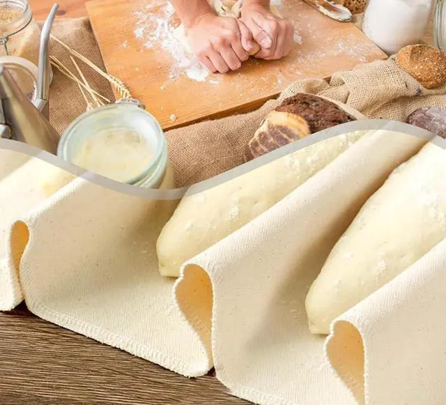 Alt view image 4 of 6 - Cotton Bread Towels for Baking Sourdough - 17.7 x 29.5 inch Unbleached Bread Basket Flour Sack Towels for Proofing Cover Pastry Proofing Cloth for Baguettes, Loaves, Ciabatta
