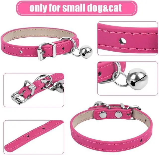 Alt view image 2 of 7 - XXS Dog Collar Teacup Dog Collar, Pink Dog Collars, Teacup Dog Collars for Small Dogs Cats, Pink, 3/8 inch Width | Dog Collars, Teacup Dog Collars for Small Dogs Cats