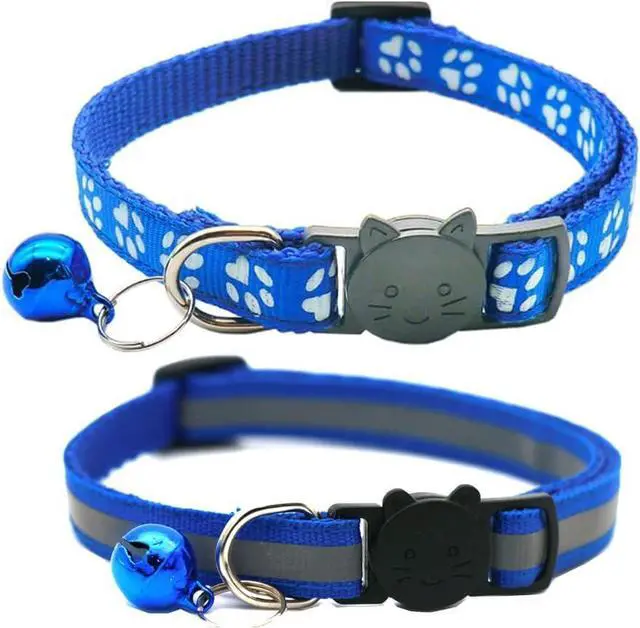 Main image of 2 Pack Cat Collars Quick Release Reflective Kitten Collar with Bell & Safety Release (Dark Blue)