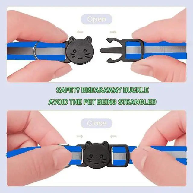 Alt view image 2 of 5 - 2 Pack Cat Collars Quick Release Reflective Kitten Collar with Bell & Safety Release (Dark Blue)