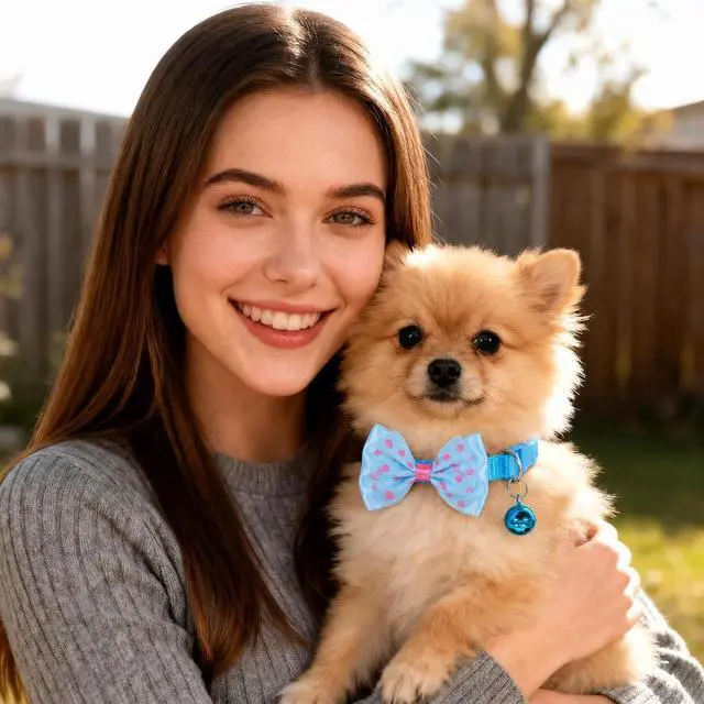 Alt view image 7 of 7 - 2 Pcs XXSmall Dog Collar with Bell, Blue Bow Extra Small Collar Lightweight XXS Cute Girl Kitten Collars Adjustable Dogs Collars with Bowtie for Small Puppy Kitten Pets Indoor Outdoor Decoration