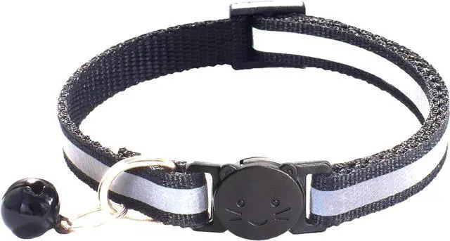 Alt view image 4 of 5 - 2 Pack Breakaway Cat Collars with Bells, Reflective Design and Claw Print Design, Safety Buckle Kitten Collars Adjustable from 7.5 to 12.5 Inches (Black)