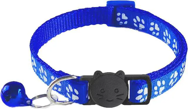 Alt view image 3 of 5 - 2 Pack Breakaway Cat Collars with Bells, Reflective Design and Claw Print Design, Safety Buckle Kitten Collars Adjustable from 7.5 to 12.5 Inches (Navy Blue)