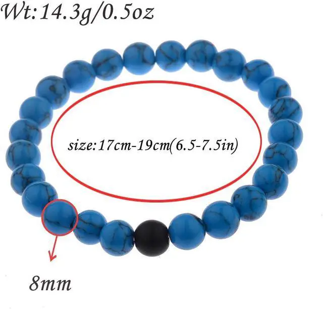 Alt view image 4 of 7 - CNLQ Long Distance Bracelets For Lovers Couples Matching Gift Matte Agate 8mm Bead Stone (Elastic Red)