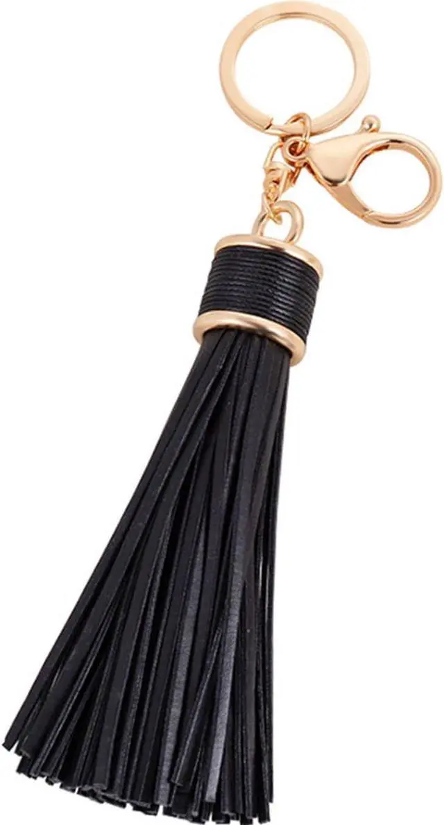 Main image of Women Leather Tassels Keychain Car Circle Key Rings Gift Bag Hanging Buckle