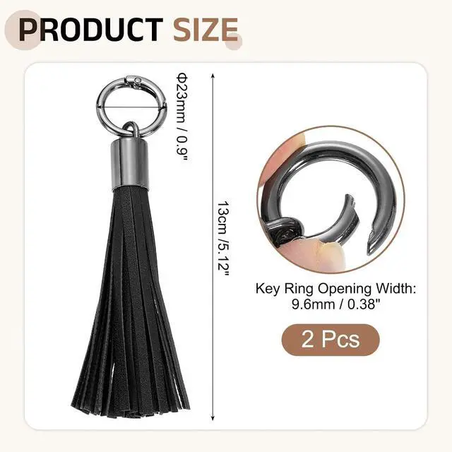 Alt view image 2 of 6 - uxcell Leather Keychain Tassels, Women Tassel Bag Charm for Handbag Purse DIY Craft Making