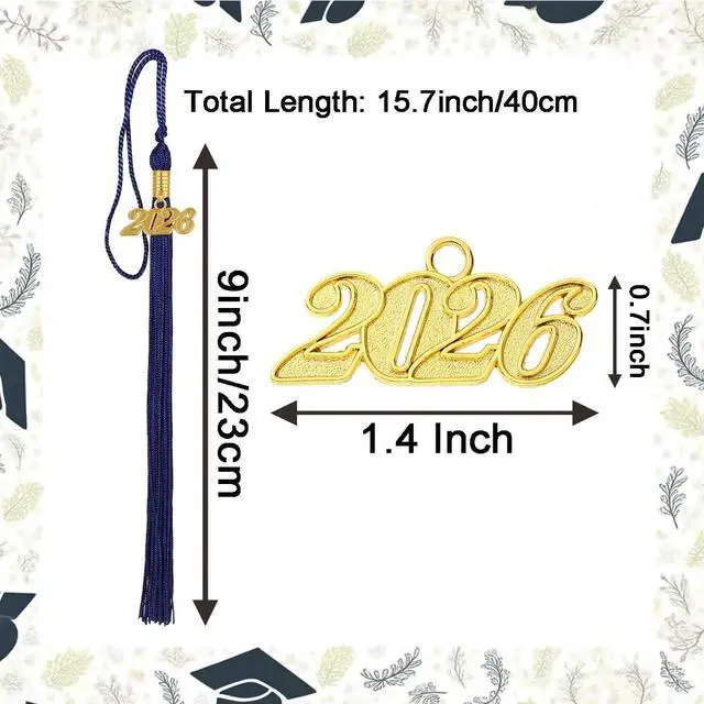 Alt view image 2 of 4 - 10 Pcs Bulk Graduation Tassels with Year Charm (Royal Blue) | Graduation Cap Accessories, Class of 2026, Academic Ceremony Decorations, Polyester Fabric, 15.7 Inches Long, Photo Prop