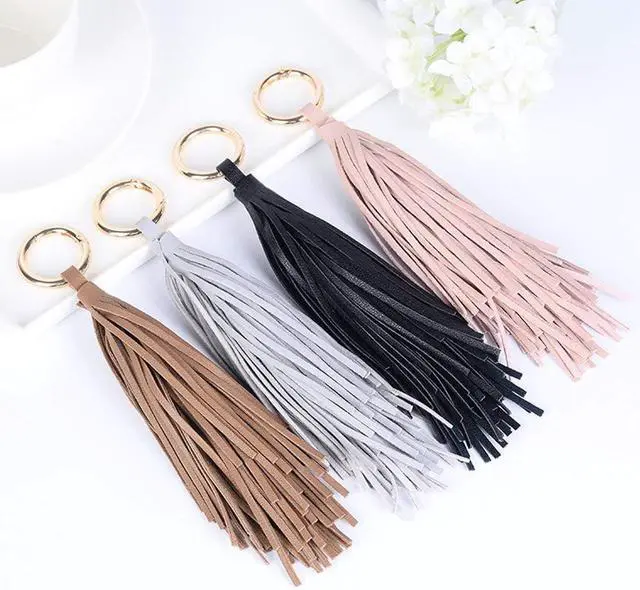 Alt view image 3 of 4 - Women Leather Tassel Keychain Car Keyring Holder Bag Wallet Purse Decorations