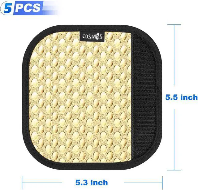 Alt view image 2 of 6 - Cosmos Pack of 3 PU Leather Luggage Handle Wrap Handle Grip Luggage Identifier for Travel Bag Luggage Suitcase (Metallic Golden Tone Color)