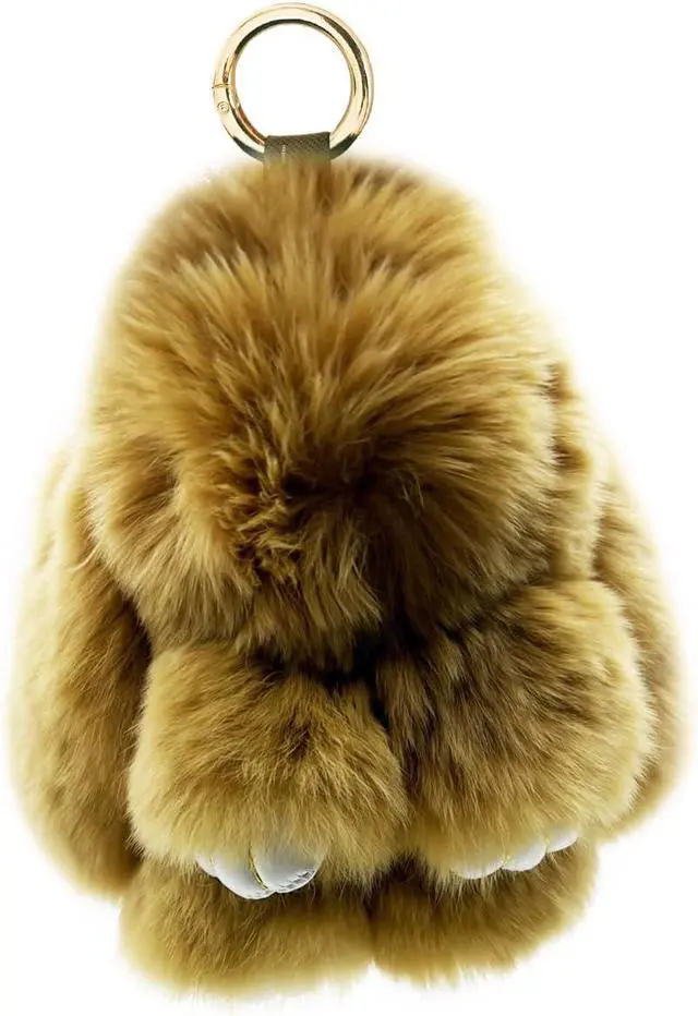 Main image of Bunny Keychain Cute Rex Rabbit Fur Keychain Car Handbag Keyring
