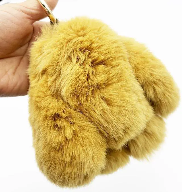 Alt view image 6 of 7 - Bunny Keychain Cute Rex Rabbit Fur Keychain Car Handbag Keyring