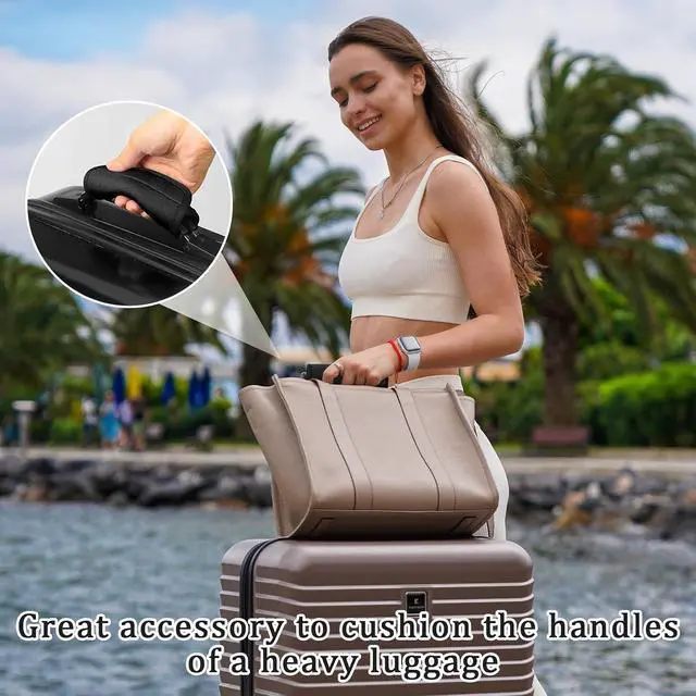 Alt view image 5 of 7 - 2 Pack Luggage Handle Wrap for Suitcase, Black Luggage Handle Wraps Comfortable Neoprene Suitcase Identifiers Tags Luggage Makers Covers Travel Accessories for Easy Identifying