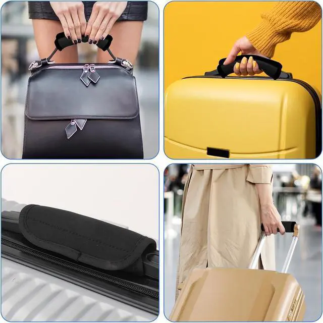 Alt view image 6 of 7 - 2 Pack Luggage Handle Wrap for Suitcase, Black Luggage Handle Wraps Comfortable Neoprene Suitcase Identifiers Tags Luggage Makers Covers Travel Accessories for Easy Identifying