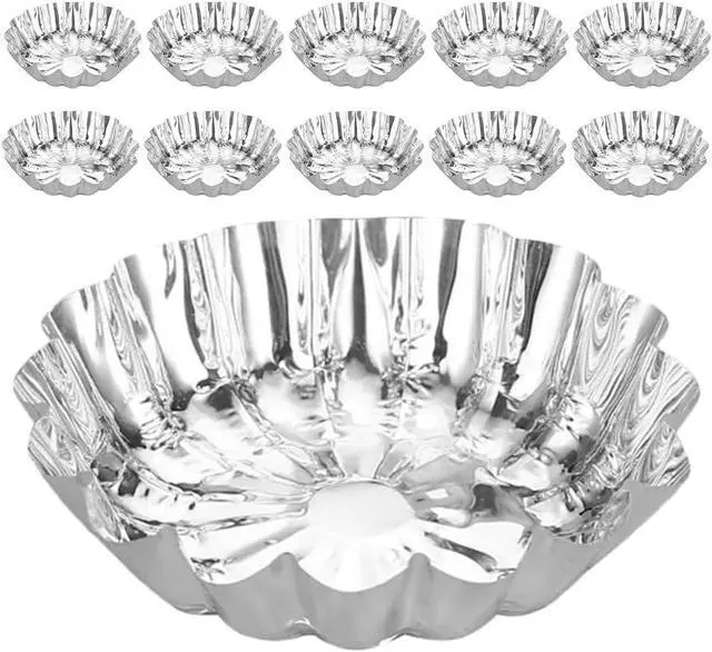 Main image of MAGICLULU Disposable Egg Tart Trays Foil Egg Tart Molds Aluminum Foil Trays 2.40 X 2.40 X 0.62 in Mini Trays for Baking Jelly Pudding Muffins Cupcakes Afternoon Tea Family Dinners