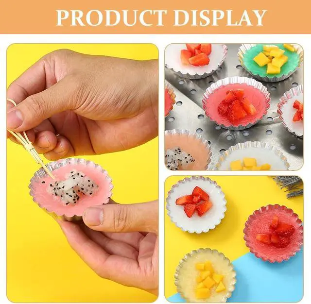 Alt view image 4 of 7 - MAGICLULU Disposable Egg Tart Trays Foil Egg Tart Molds Aluminum Foil Trays 2.40 X 2.40 X 0.62 in Mini Trays for Baking Jelly Pudding Muffins Cupcakes Afternoon Tea Family Dinners