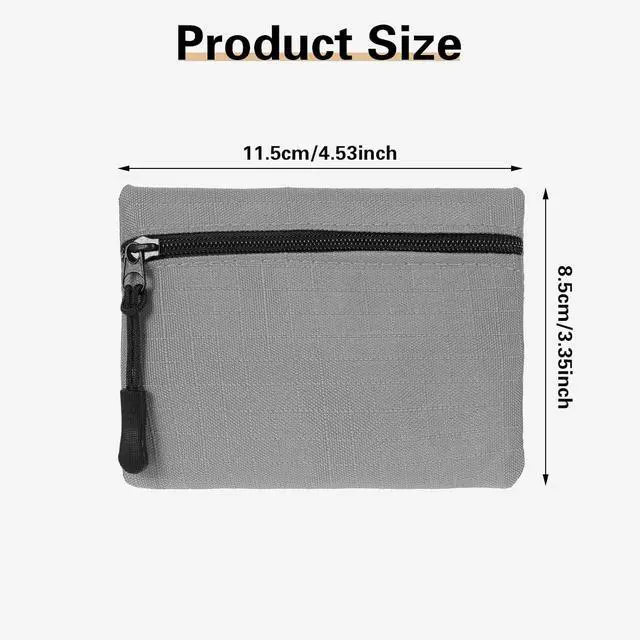 Alt view image 4 of 7 - Mabor Mini Coin Purse, Small Canvas Change Pouch for Women, Cute Portable Zipper Coin Bag, Gray Oxford Fabric
