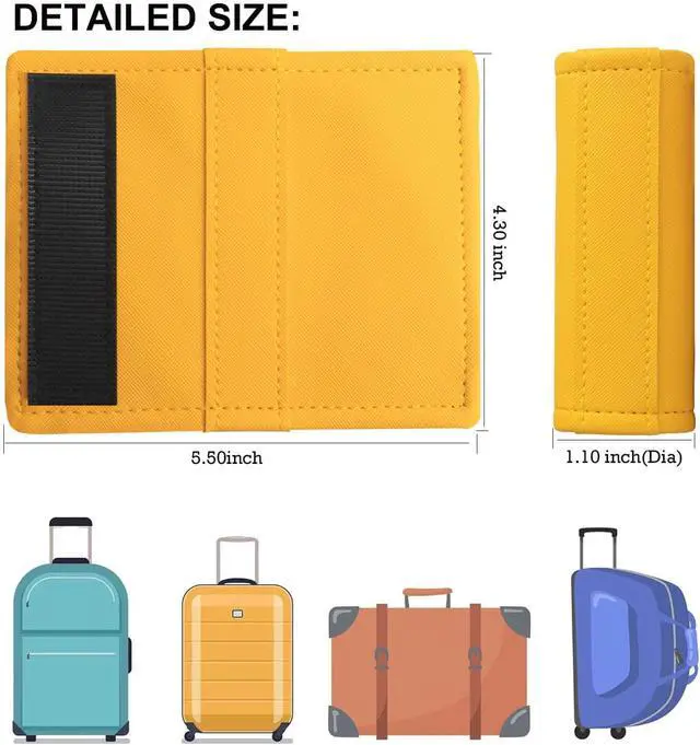 Alt view image 2 of 7 - Luggage Handle Wrap 5 Pack-Leather Luggage Handle Wraps for Suitcase/Handbag/Duffel Bag/Car Bright Luggage Identfier/Handle Covers/Grips Luggage Accessories for Travel 3.0 (Yellow)