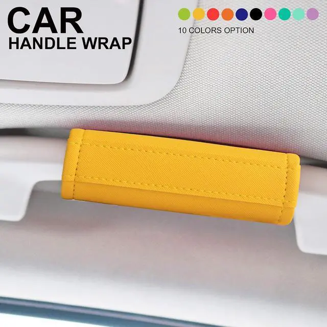 Alt view image 6 of 7 - Luggage Handle Wrap 5 Pack-Leather Luggage Handle Wraps for Suitcase/Handbag/Duffel Bag/Car Bright Luggage Identfier/Handle Covers/Grips Luggage Accessories for Travel 3.0 (Yellow)