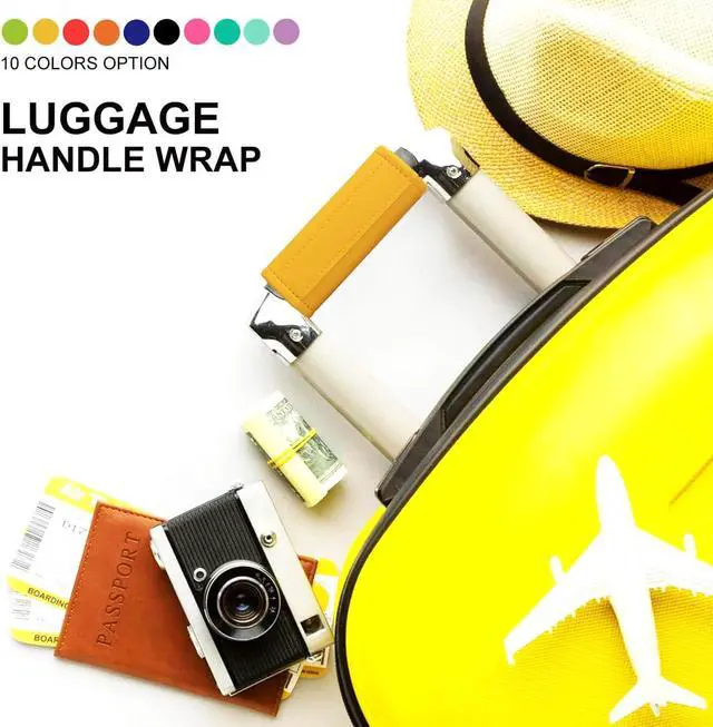 Alt view image 7 of 7 - Luggage Handle Wrap 5 Pack-Leather Luggage Handle Wraps for Suitcase/Handbag/Duffel Bag/Car Bright Luggage Identfier/Handle Covers/Grips Luggage Accessories for Travel 3.0 (Yellow)