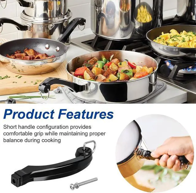 Alt view image 6 of 7 - P08-031 Saucepan Handle Replacement (Short) Fits for Farberware 1, 1.5, 2 and 2.5 quart Pan, Pots and Cookware | Durable Pot Replacement parts | Saucepan Handles for Kitchen Cooking with Screw