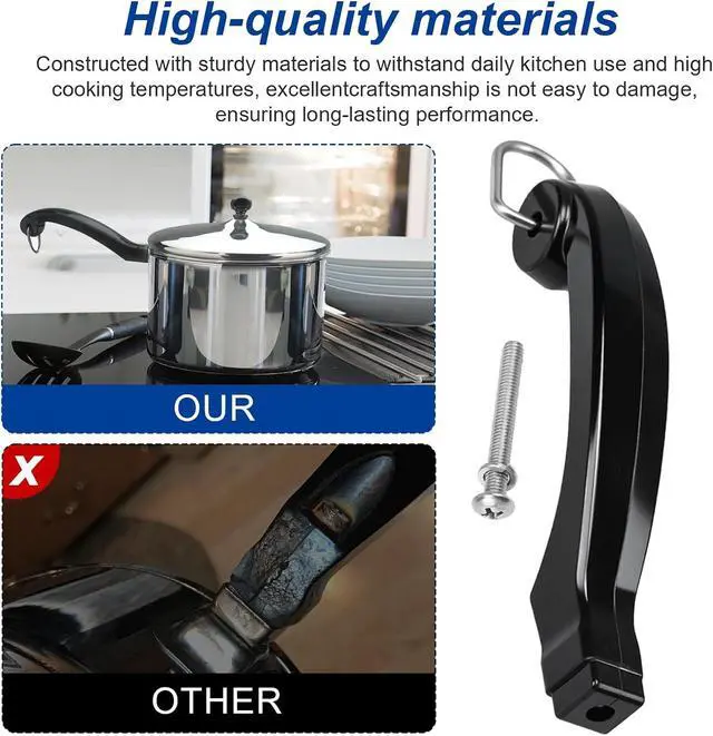 Alt view image 4 of 7 - P08-031 Saucepan Handle Replacement (Short) Fits for Farberware 1, 1.5, 2 and 2.5 quart Pan, Pots and Cookware | Durable Pot Replacement parts | Saucepan Handles for Kitchen Cooking with Screw