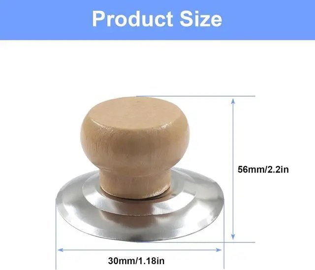 Alt view image 2 of 5 - Pot Lid Knob, 3 Pcs, Universal Replacement Wood Knobs | Heat Resistant Handles, Wooden Handle for Kitchen Cookware, Includes Screwdriver