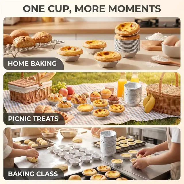 Alt view image 3 of 7 - 50Pcs Silver Mini Pie Tins Foil Pans,Pie Pan,Small Pie Pans, Round Tart Pie Disposable Pans Aluminum Baking, Aluminum Pie Pans for Baking Pot Pies, Tarts