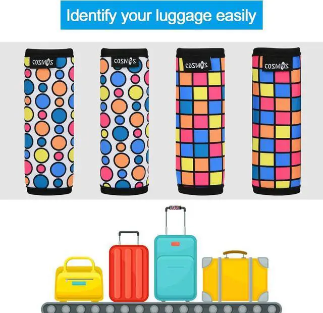Alt view image 5 of 6 - 4 Pcs Luggage Handle Wraps Soft Neoprene Grip Handle Cover Detachable Luggage Identifier for Luggage Suitcase Travel Bag Trolley Case Travel Accessories