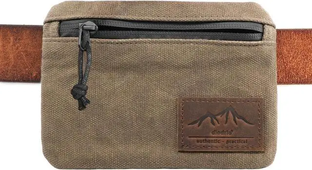 Main image of diodrio Belt Zipper Pouches for Men Women Compact EDC Pouch, YKK Zipper, Anti-theft Pickpocket Proof Safety Wallets, Waist Pack for Traveling Hiking, Water Resistant, Tough Waxed Canvas, Olive