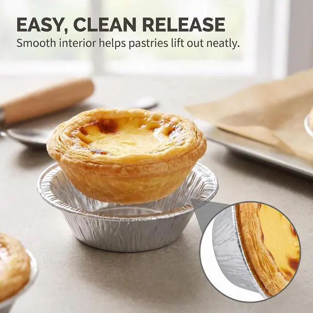 Alt view image 7 of 7 - 50Pcs Silver Mini Pie Tins Foil Pans,Pie Pan,Small Pie Pans, Round Tart Pie Disposable Pans Aluminum Baking, Aluminum Pie Pans for Baking Pot Pies, Tarts