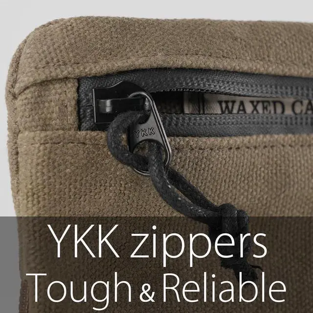 Alt view image 5 of 7 - diodrio Belt Zipper Pouches for Men Women Compact EDC Pouch, YKK Zipper, Anti-theft Pickpocket Proof Safety Wallets, Waist Pack for Traveling Hiking, Water Resistant, Tough Waxed Canvas, Olive