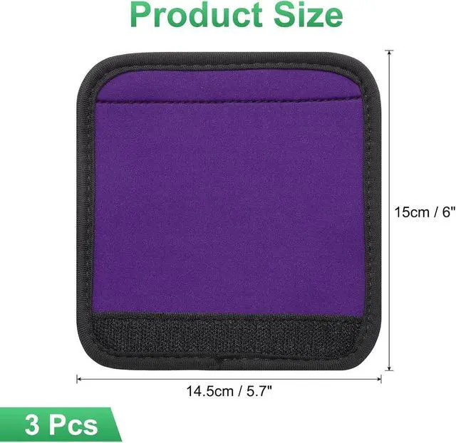 Alt view image 2 of 7 - uxcell 3 Pcs Luggage Handle Wrap for Suitcase, Neoprene Handbag Grip Cover Protector Luggage Identifiers Suitcase Handle Wraps for Luggage Shopping Bag Travel Bags, Purple