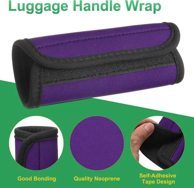 Alt view image 4 of 7 - uxcell 3 Pcs Luggage Handle Wrap for Suitcase, Neoprene Handbag Grip Cover Protector Luggage Identifiers Suitcase Handle Wraps for Luggage Shopping Bag Travel Bags, Purple