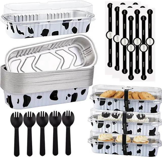 Main image of 24 Pack Mini Loaf Pans, 7.5oz Mini Cake Pan & Mini Cupcake Pan Set Disposable Aluminum Baking Pans with Lids, Spoons & Stickers, Premium Sturdy Gift Set for Cakes, Cupcakes, Desserts & Party Treats