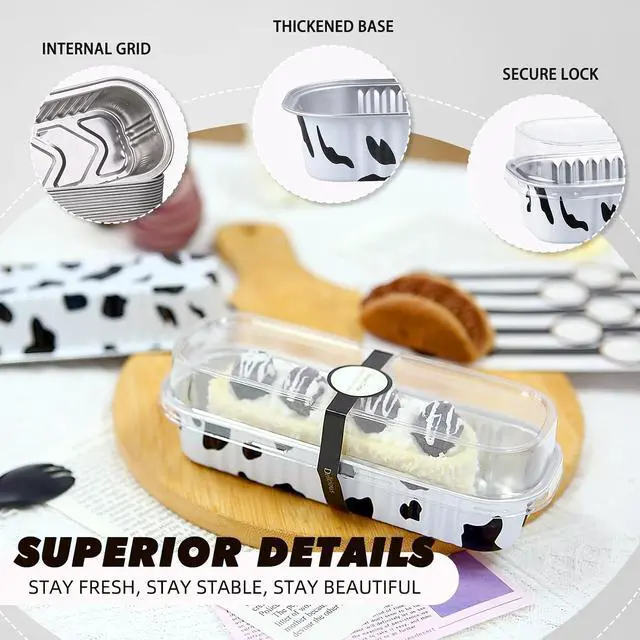 Alt view image 3 of 7 - 24 Pack Mini Loaf Pans, 7.5oz Mini Cake Pan & Mini Cupcake Pan Set Disposable Aluminum Baking Pans with Lids, Spoons & Stickers, Premium Sturdy Gift Set for Cakes, Cupcakes, Desserts & Party Treats