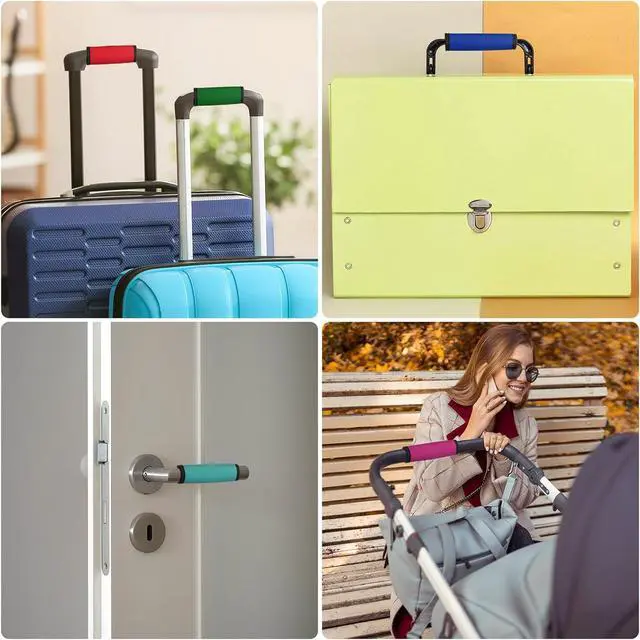 Alt view image 7 of 7 - uxcell 3 Pcs Luggage Handle Wrap for Suitcase, Neoprene Handbag Grip Cover Protector Luggage Identifiers Suitcase Handle Wraps for Luggage Shopping Bag Travel Bags, Purple