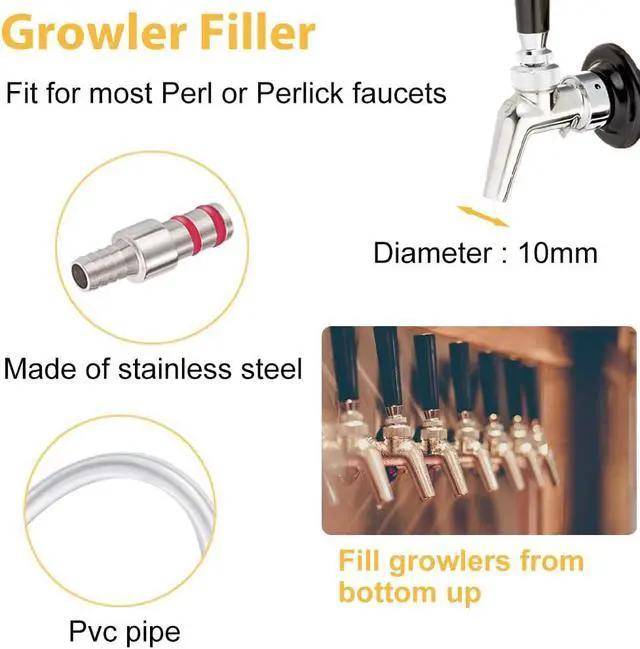 Alt view image 5 of 7 - Growler Filler for Perlick Faucets Homebrew Wine Making Beer Brewing | Growler Filler Tube Jug Filler Growler Fill Hose for Perlick Faucets Beer Keg Beer Taps Bottle Filling Growler Filling